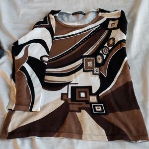 Knit blouse with beading